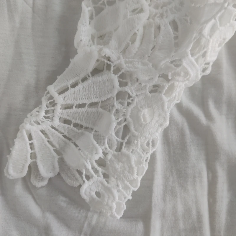 White Lace Long Sleeve V Neck Women Blouse