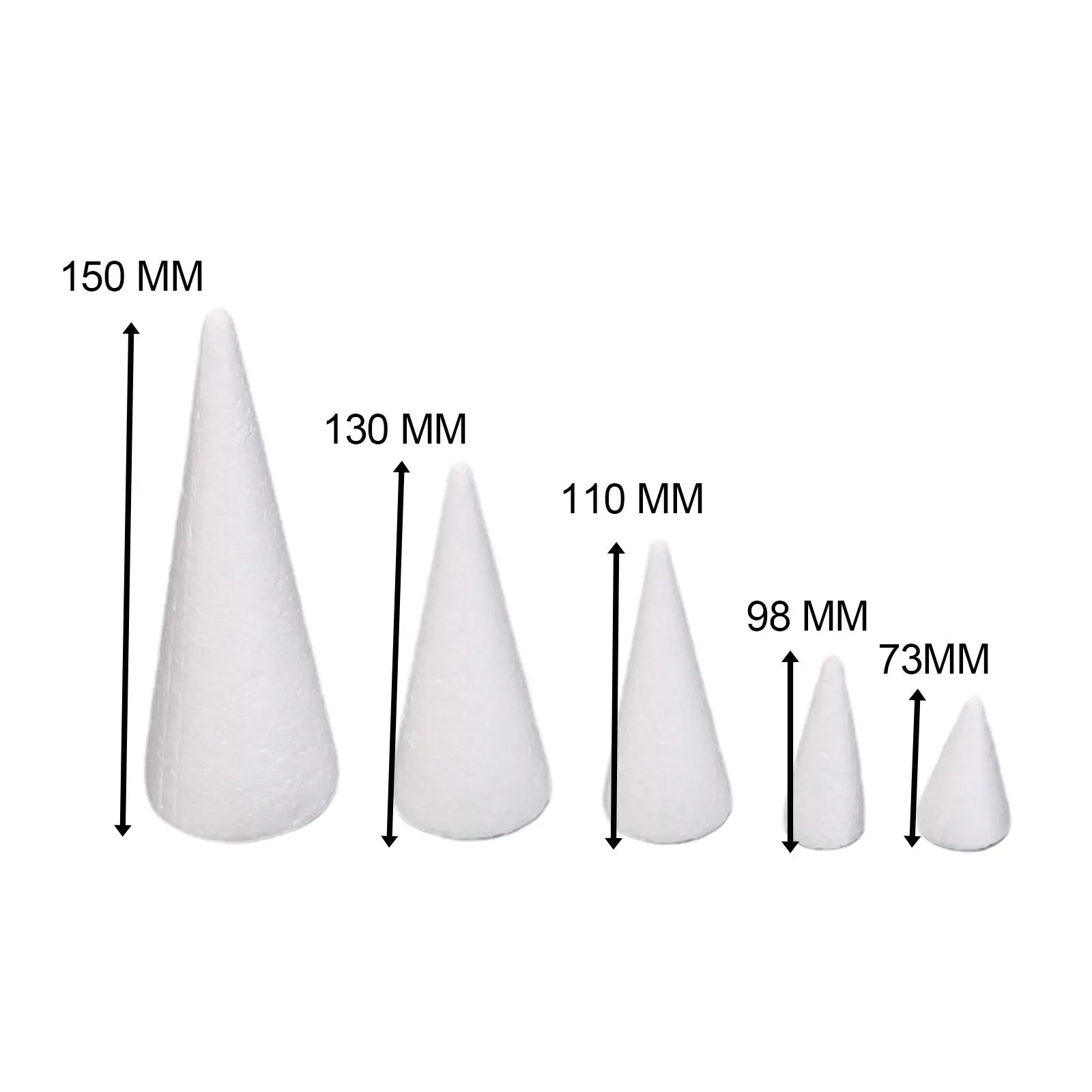5x Foam Cones for Crafts Polystyrene Cones for Activities Table Centerpiece 5x Foam Cones for Crafts Polystyrene Cones for Activities Table Centerpiece