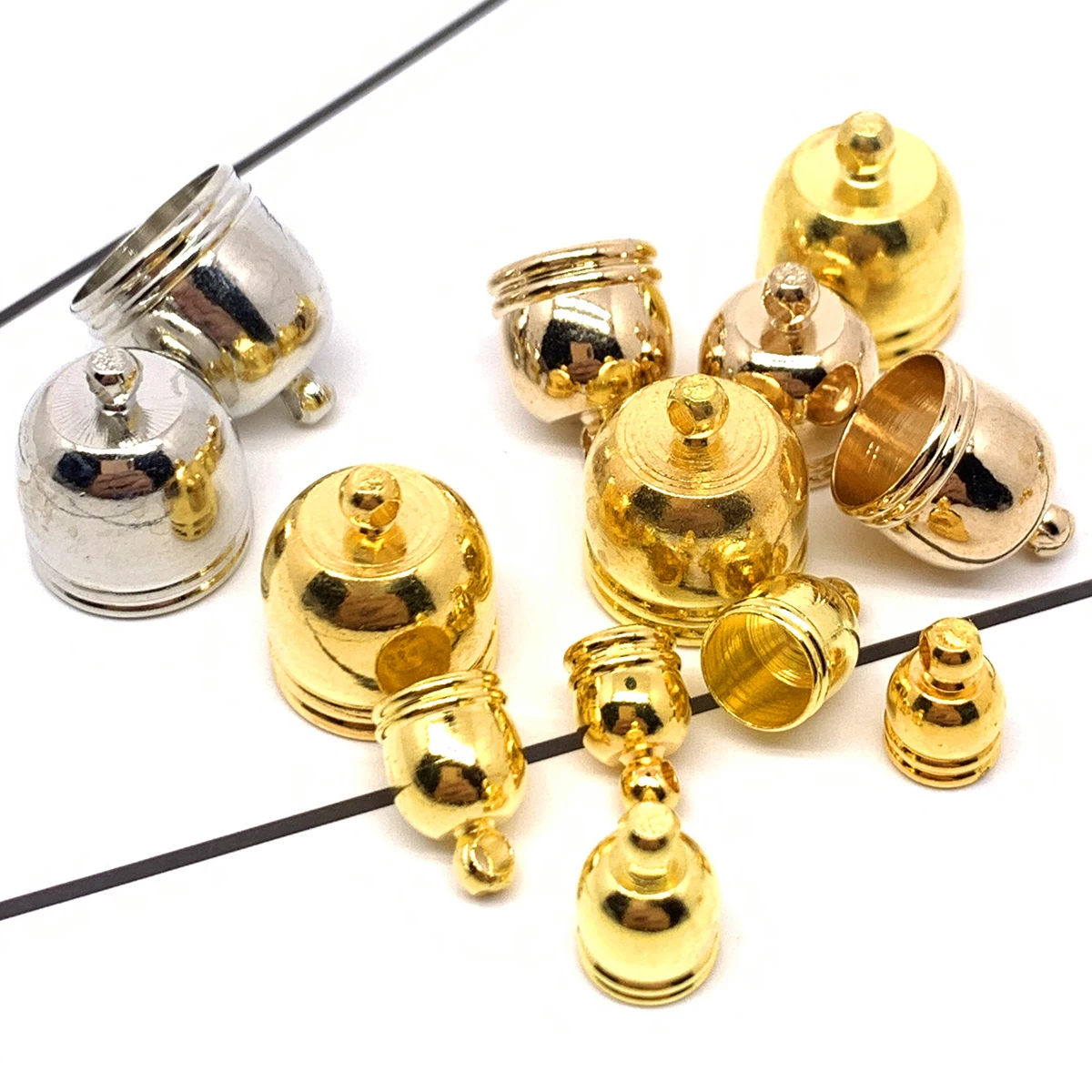20-100PCS 4-12mm End Tip Quaste Kappen Verschluss Runde Crimps End Perlen Kappen für Halskette Anhänger schmuck Machen Erkenntnisse Liefert