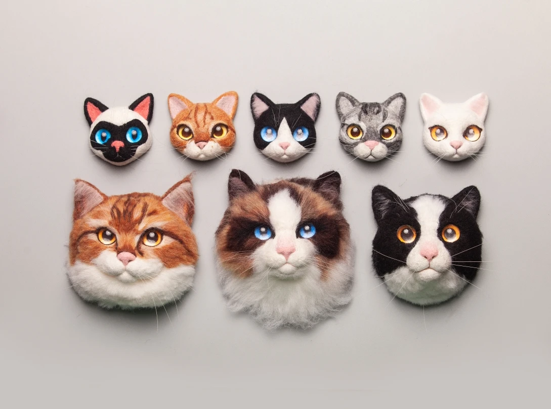 Wool Felt Poke Non-Finished Cat Handmade Wool Felting Material Package Doll Toy DIY Child Gift Needle Felting Tool Kit