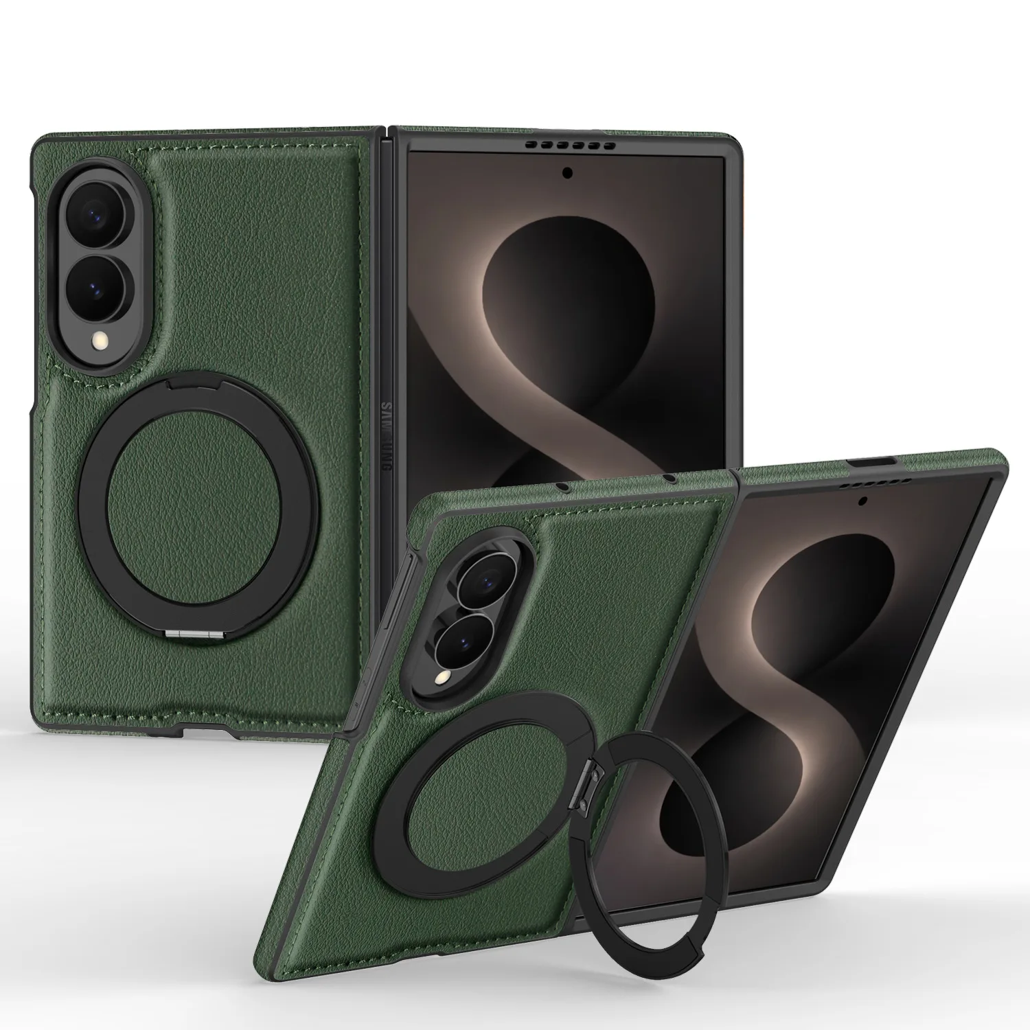 Luxury Leather Texture Rotating Bracket Case with Magnetic Charging Cover