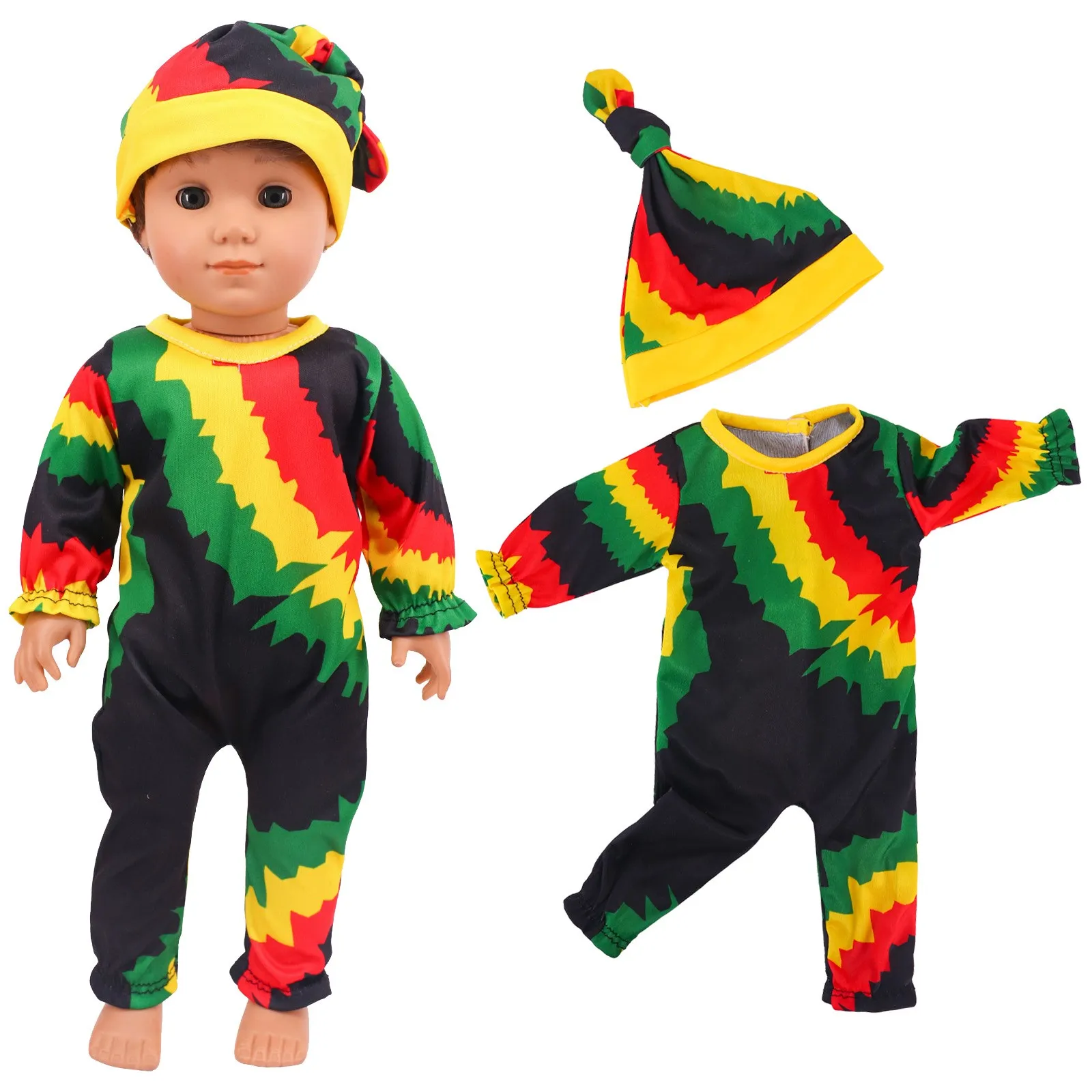 Doll Clothes Long One Piece Pajamas + Nightcap For 18Inch American&43Cm Baby Doll Accessories Nenuco Sleeping Blanket