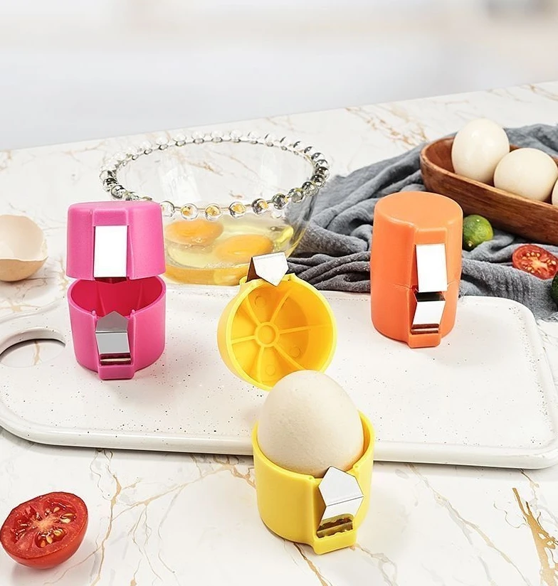 Eggshell Separator Egg Separator Egg Shell Opener Egg Beater 1Piece Eggshell Opener Beater Egg Shell Separator Portable Egg Cracking Artifact Separator Orange Household Kitchen Baking Tools