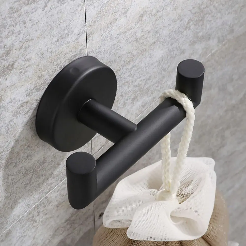 

Durable Toilet Matte Black 304 Stainless Steel Wall Mount Towel Holder Towel Hook Bathroom Hanger
