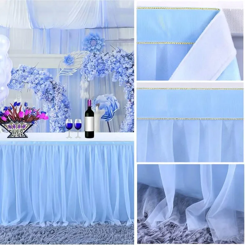 6/9/14FT Table Skirts Birthday Tulle Table Skirting Wedding Party Tutu Tulle Skirt Baby Shower Wedding Party Home Decor