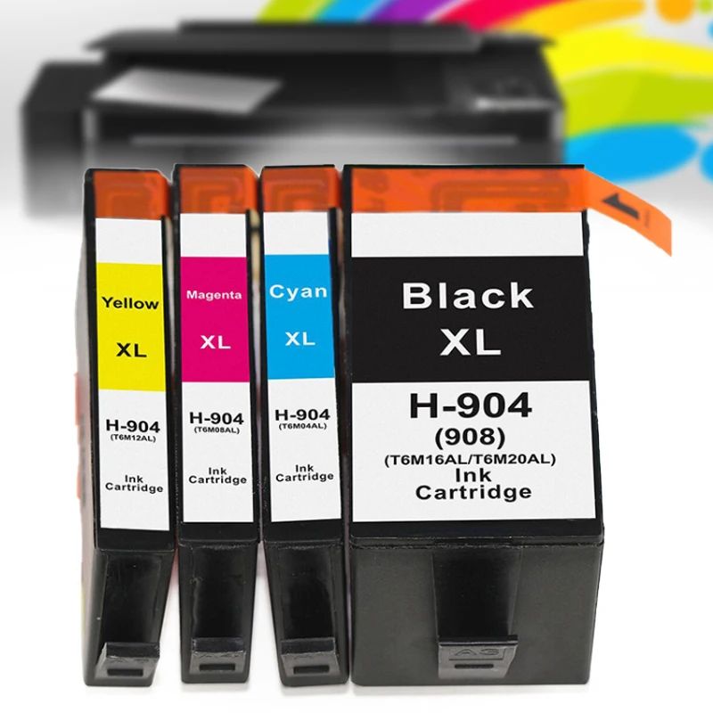 

New For HP HP904BK/C/M/Y (908) Printer Ink Cartridge Pro 6970 6951 6961 6971 6974 Ink capacity 53ml 15ml 15ml 15ml Brand new