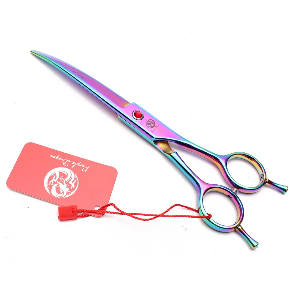Curved Scissors Purple Dragon Japan Stainless Blue 8" Pet Grooming Scissors Professional Dog Shears Dog Beauty Z3005A dog grooming scissors