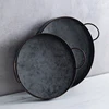 European Retro Round Iron Plate with Handle Metal Vintage Bread Tray Home Decoration Garden Restaurant Table Photographing 1