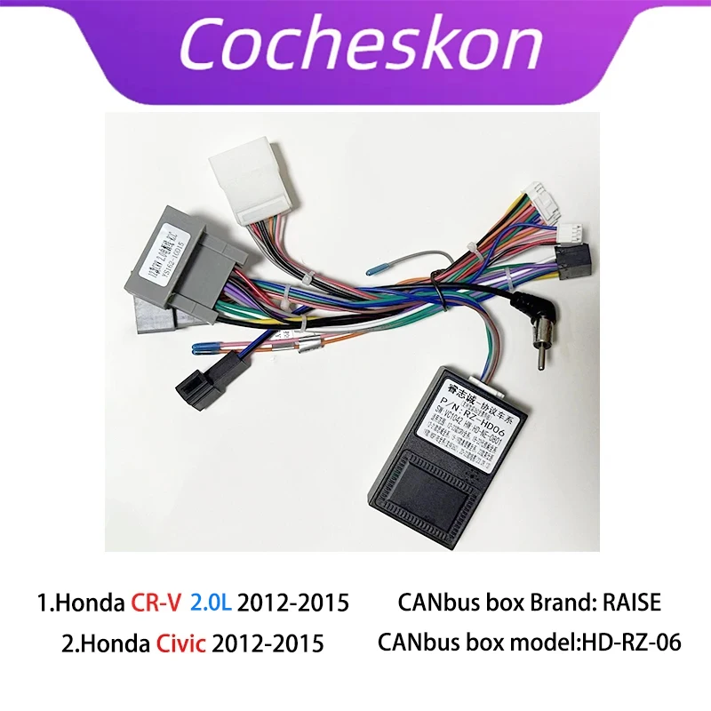 

Cocheskon Car 16pin Wiring Harness Adapter Canbus Box Decoder Android Radio Power Cable For Honda CRV 2.0L CR-V Civic