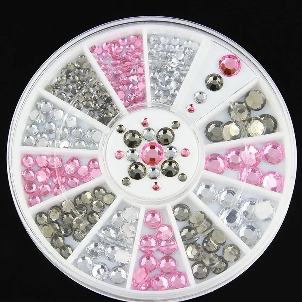 DIY 2mm 3mm Wihte Semicircle Pearl Nail Glitter Nail Rhinestones Wheel Nail Art Decorations Makeup Tools 3