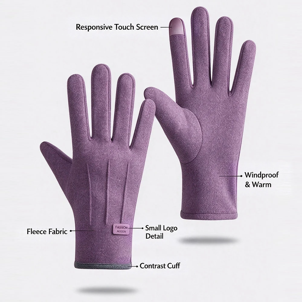 Women Winter Touchscreen Gloves With Fleece Lining Windproof Keep Warm Running Gloves Thermal Outdoor Sports Cycling Mittens