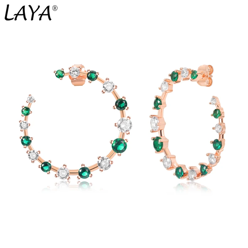

Laya 925 Sterling Silver Shining Colorful Zircon Irregular Half Hoop Earrings For Women Original Luxury Jewelry 2022 Trend