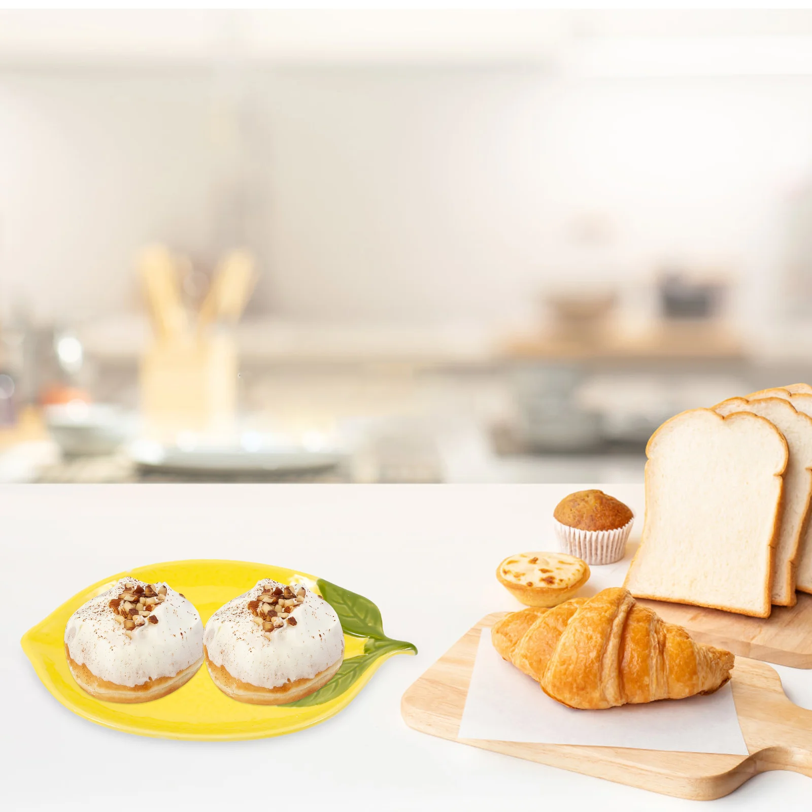 4 Pcs Lemon Tableware Exquisite Ceramic Dessert Bowl Kitchen Utensil Creative Food Serving Fruit Salad Sweet