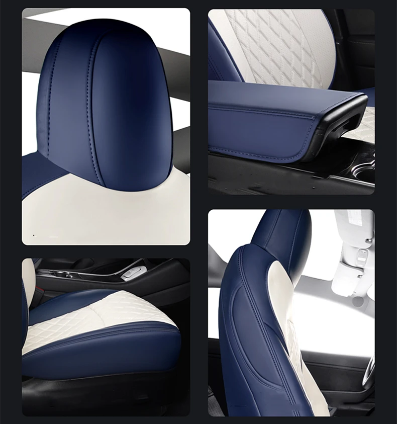 For Tesla Model 3 Y Custom Fit Car Seat Cover Accessories For Tesla 360 Degree Full Covered Perforated Artificial Leather