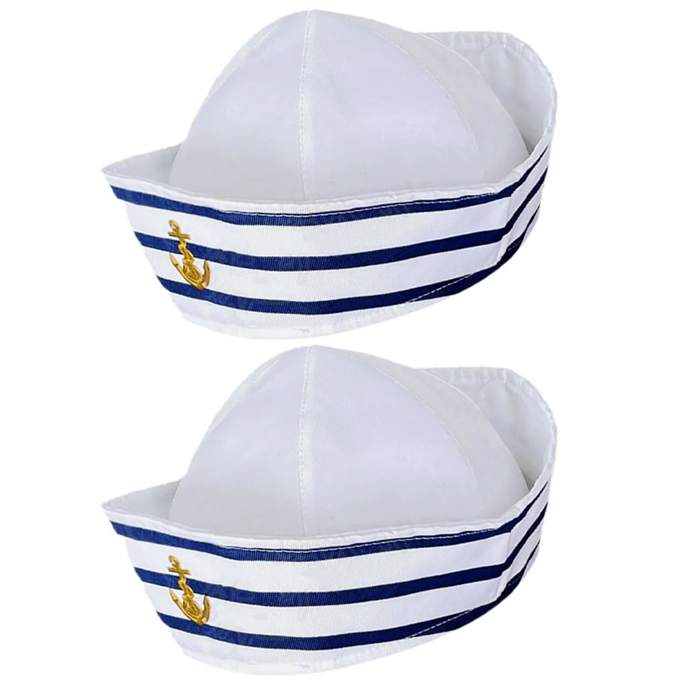 

2 Pcs Sailor Hat Women Captain Clothes for Pirate Hats Boating Decoration Party Polyester (polyester Fiber) Prop Costume Man
