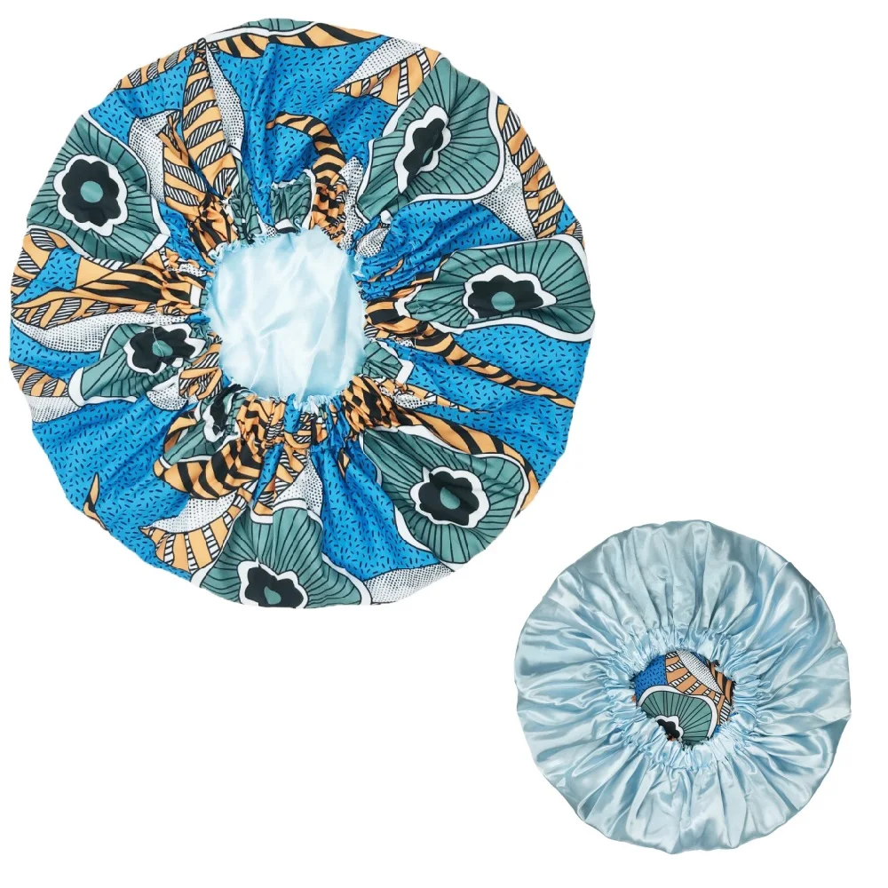 New Extra Large Satin Lined Bonnet Women Big Size Beauty Print Satin Silk Bonnet Sleep Night Cap Head Cover Bonnet Hat Wholesale