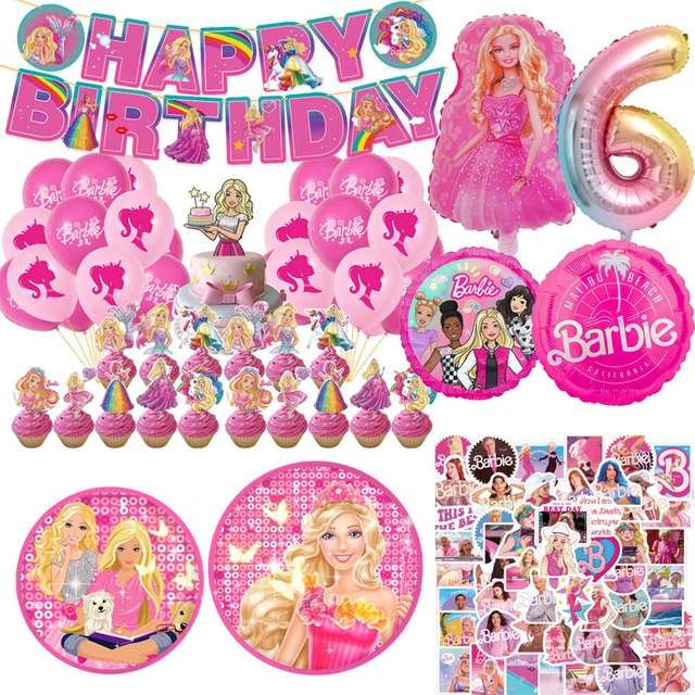 Forniture per feste di compleanno Barbie Pink Girl stoviglie usa e getta  Banner Cupcake Topper sfondo principessa palloncini sacchetto regalo -  AliExpress