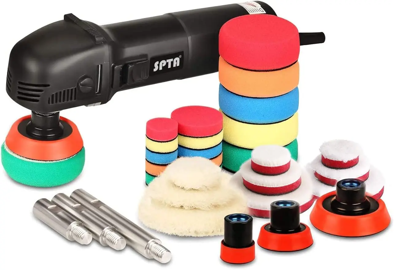 Mini Polishing Machine Buffer Rotary Polisher Auto Detailing Superpolish with 27Pcs Detail Polishing Pad Mix Size Kit