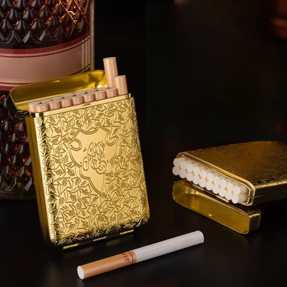 Vintage Engraved Metal Cigarette Case Holder