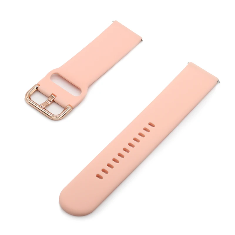 Rose Gold Buckle Silicone Wristband Strap, 20mm/22mm