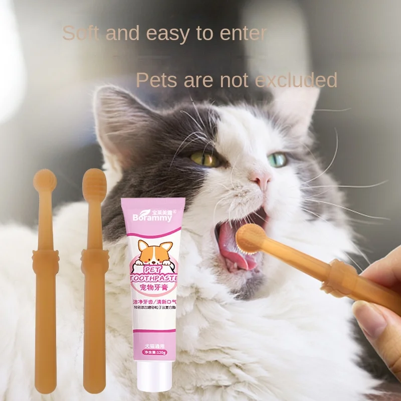 

Silicone Pet Toothbrush Toothpaste Set Kitty Puppy Soft Toothbrush Oral Care Products Cleaning Cat Mouth Teeth Whitening Kit