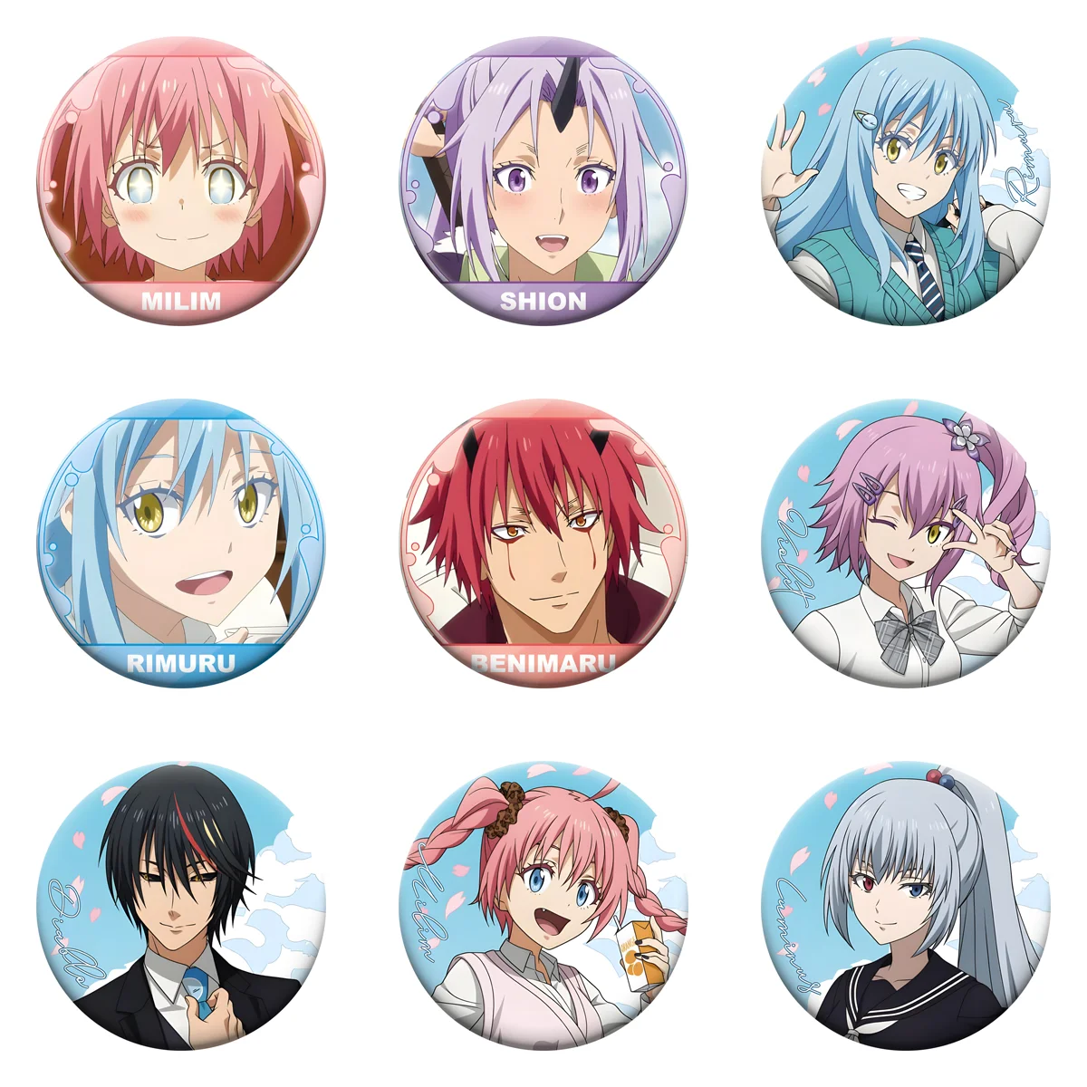 Tensura Anime Slime Acrylic Metal Badge Pin - Rimuru & Milim Design