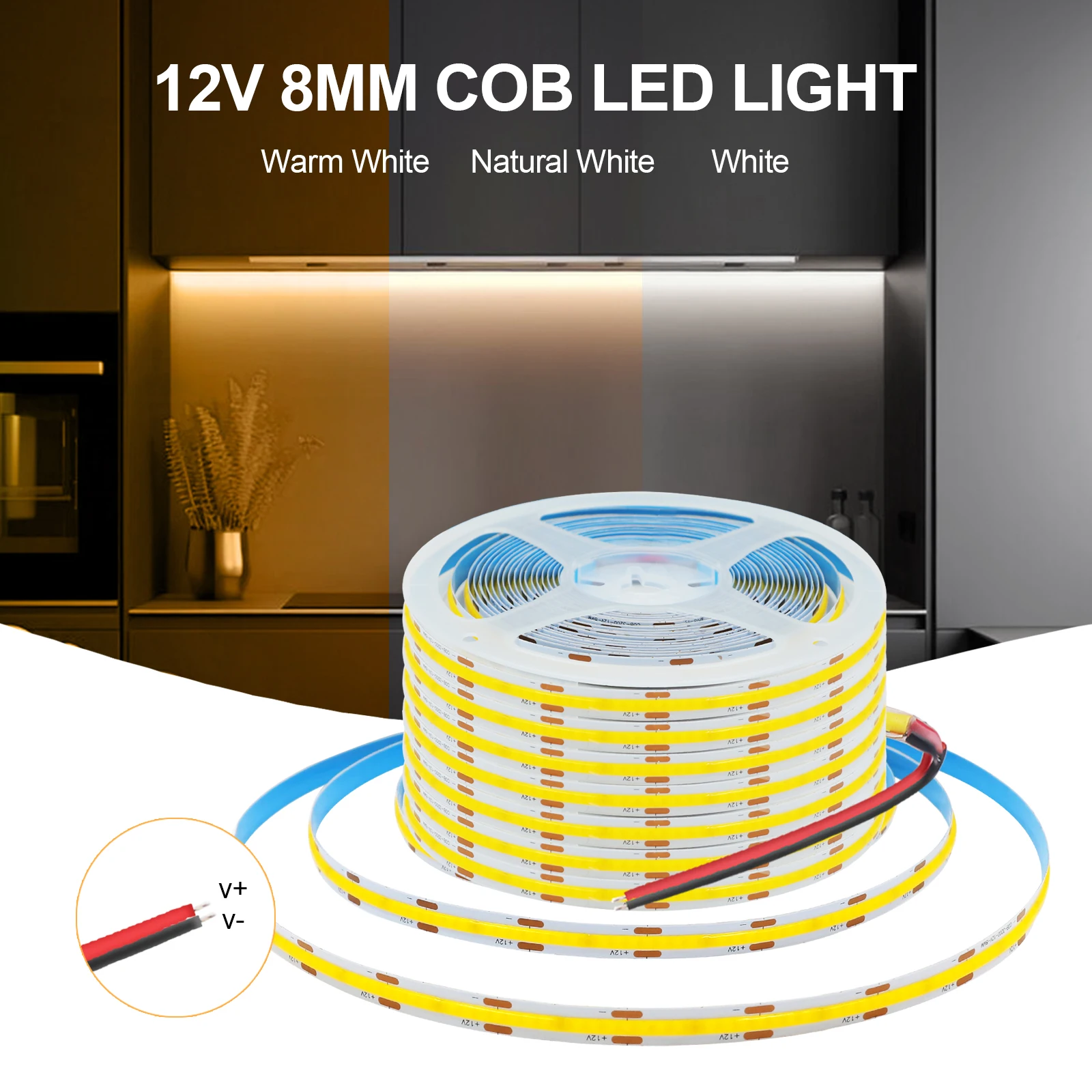 DC 12V 24V COB Strip 320Leds/M White/Pink /Yellow /Ice Blue S4eebe6c823c64bd7a588f0716e1b6b90k