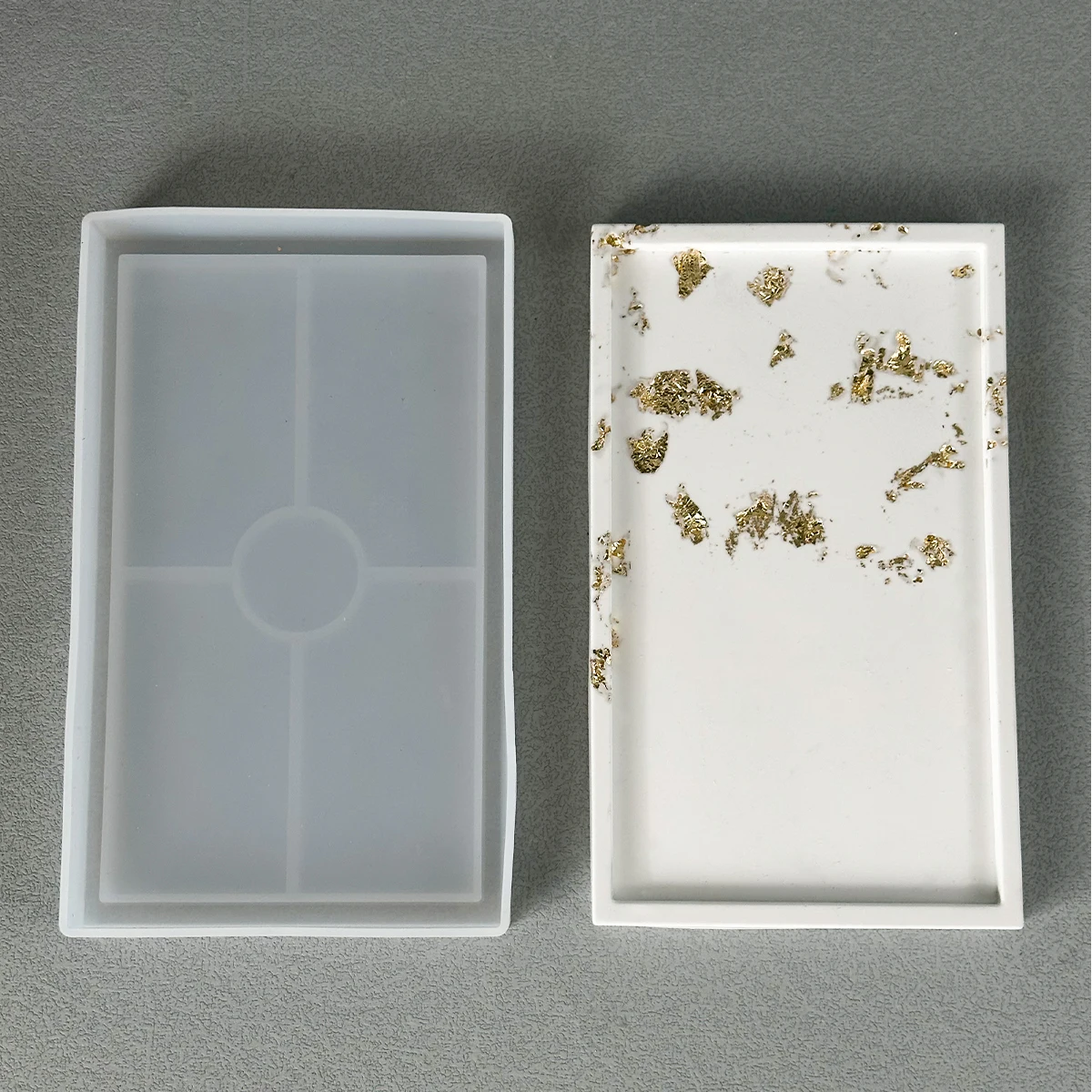 Silicone Mold Flower Silicone Mould Rectangle Shape Silicone Molds DIY Handmade Epoxy Resin Concrete Plaster Fruit Dessert Storage Tray Molds Ceramic Clay Casting