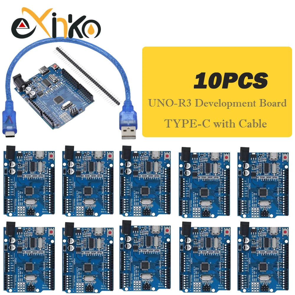 Arduino Development Board 1-10pcs UNO R3 CH340G MEGA328P for Arduino + USB CABLE ATMEGA328P-AU 16Mhz Type-C Micro