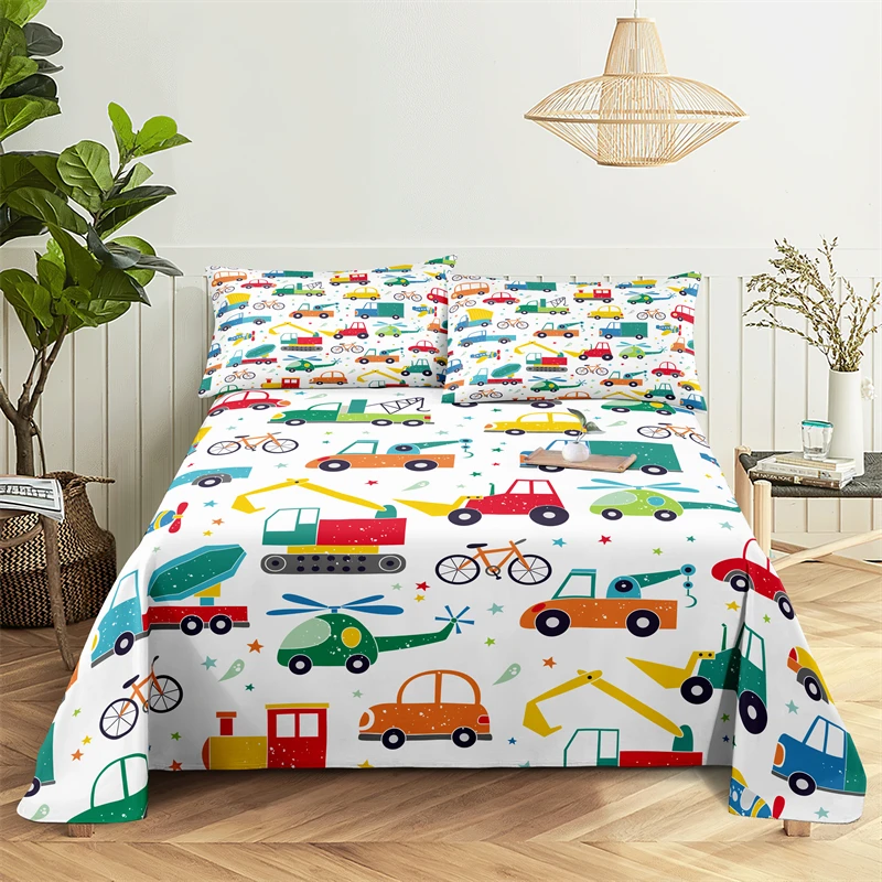 

Cartoon Car 0.9/1.2/1.5/1.8/2.0m Bedding Set Bed Sheets and Pillowcases Bedding Bed Flat Sheet Bed Sheet Set