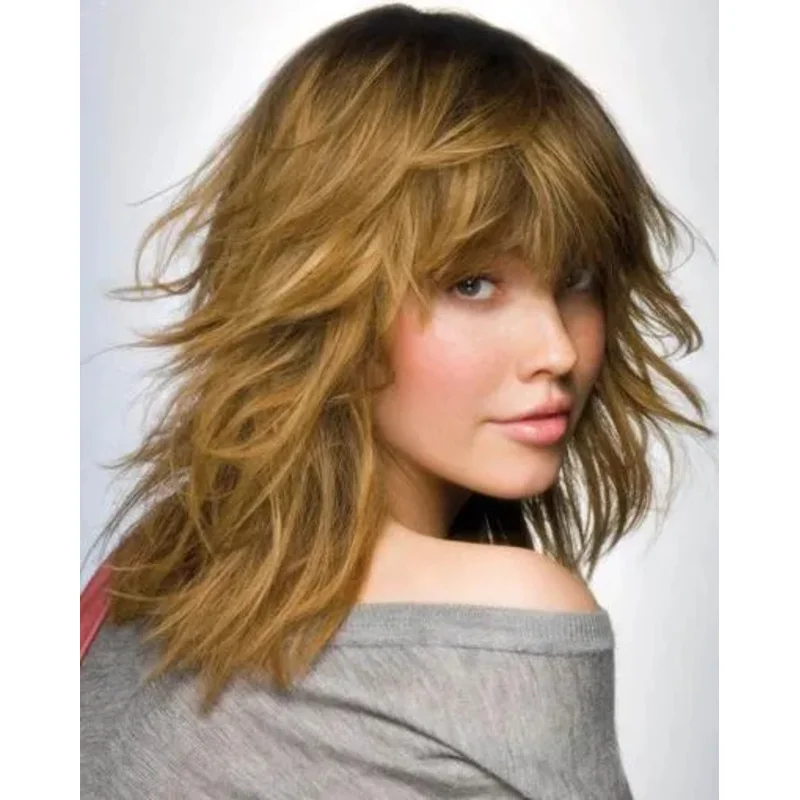 새로운 인상적인 여성 헤어스타일 중간 물결 모양의 코스프레 12인치 가발