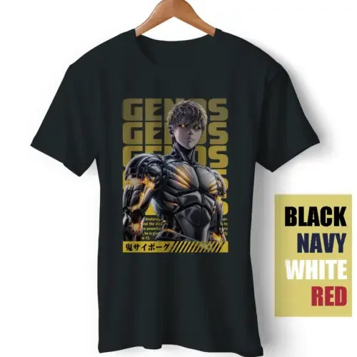 Забавная футболка с длинным или коротким рукавом Genos Demon Cyborg One Punch Man, Аниме Манга Сайтама