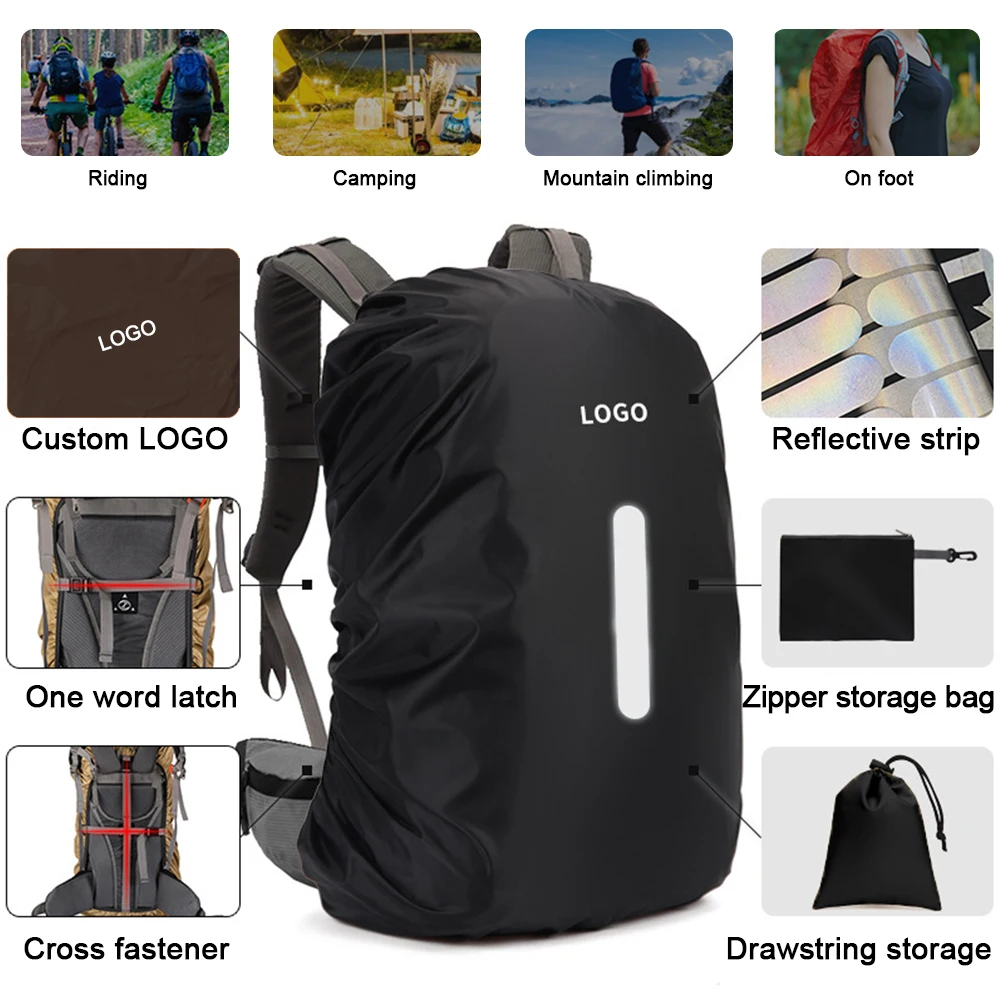 15-65L Reflective Backpack Rain Cover Outdoor Cycling Hiking Climbing Bag Cover Waterproof Rain Cover for Backpack