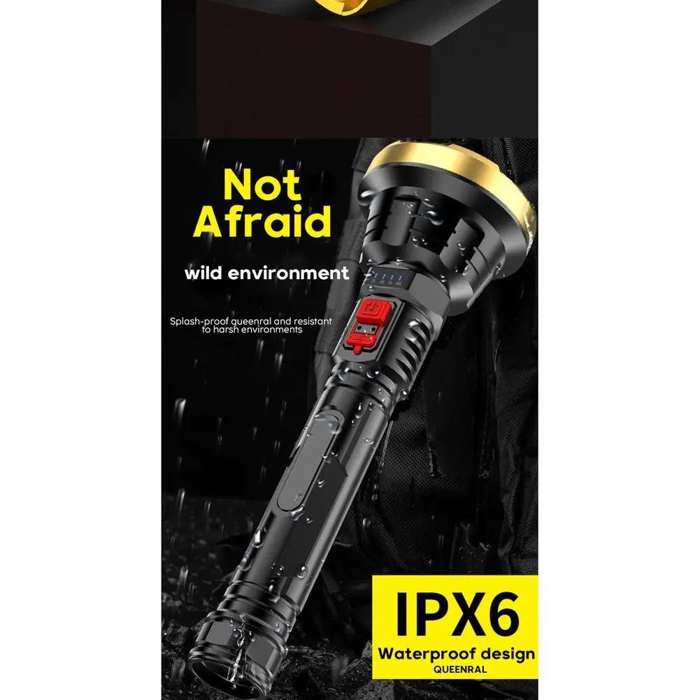 Outdoor LED Flashlight 100000lm Rechargeable Waterproof High Power 1000m Long Range Camping