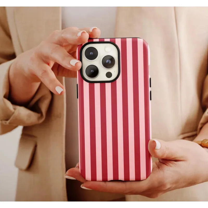 Pink Stripes Glossy 2-in-1 Tough Phone Case