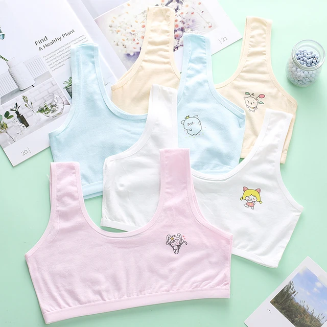 4Pcs/lot Cotton Young Girls Training Bra Kids Vest Teens Teenage