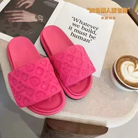 2025 New Summer Slippers for Women, Fashionable and Versatile, Internet Red, Sponge Cake Relief, Outerwear Cool Slippers 2