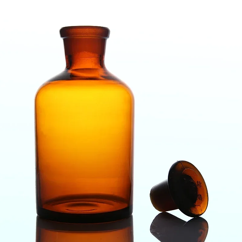 30ml60ml 125ml 250ml 500ml 1000ml 2500ml Brown Glass Narrow Mouth Bottle With Stooper Lab Chemistry Glassware Teaching 1pcs Lab Reagent Bottle
