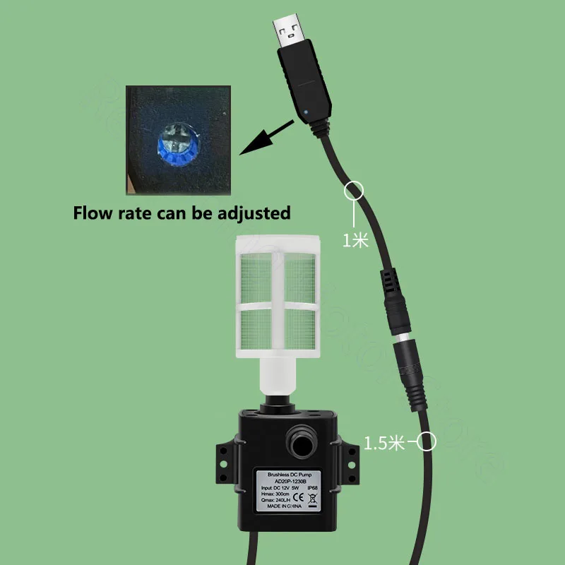 

5W 240L/H Lift 3m Micro USB Water Pumps 12VDC USB Submersible Pump Pet Water Dispenser Filter Pump for Fountain Rockery Pool
