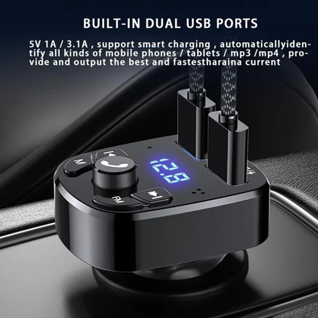 Car Mp3 Player Dual Usb Fast Charger Fm Bluetooth Receiver Bluetooth Compatible 5.0 Fm Transmitter Usb Flash Drive Plug Car Kit 3