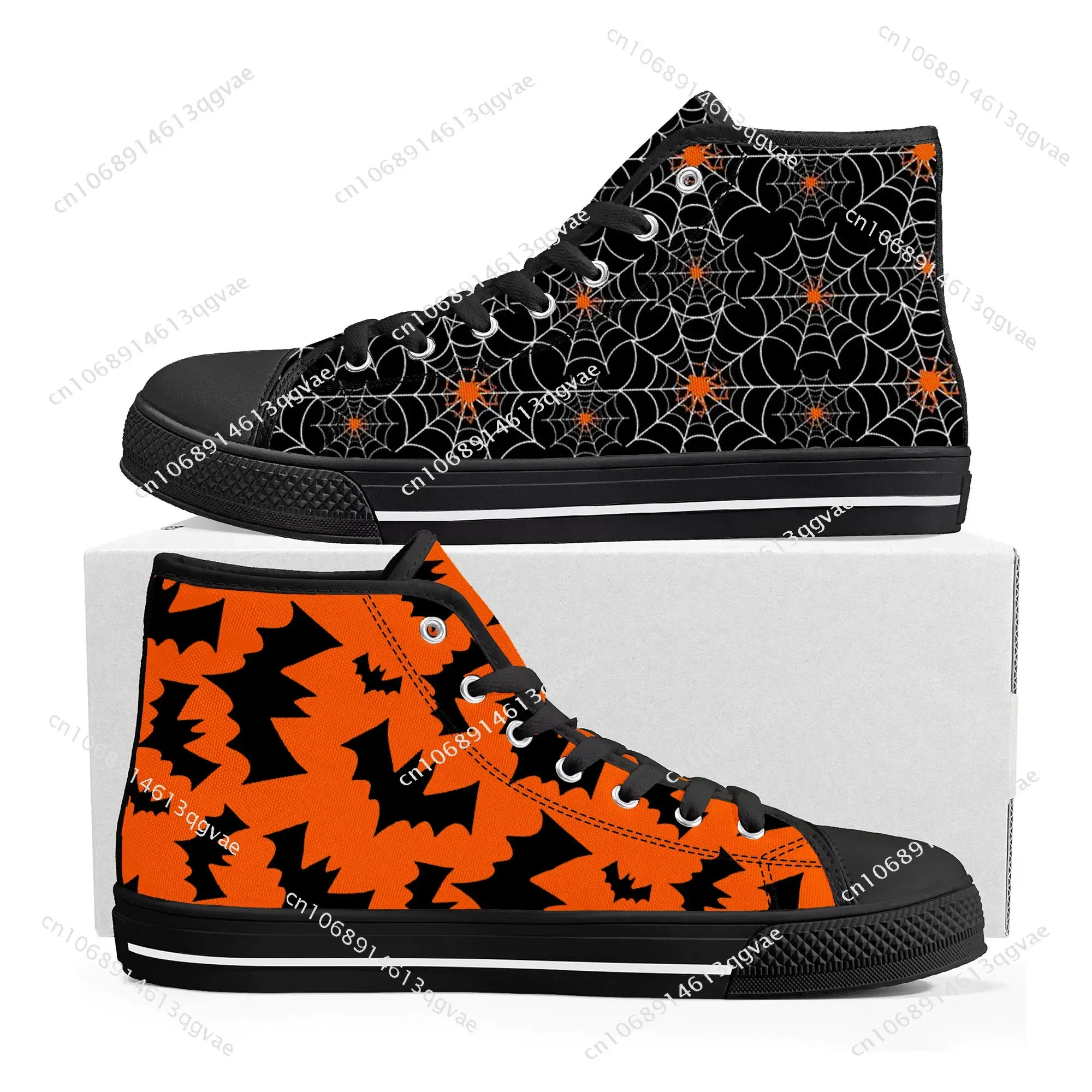 Halloween Pumpkin High Top High Quality Sneakers Mens Womens Teenager Canvas Sneaker Custom Made Shoe Casual Couple Shoes Black