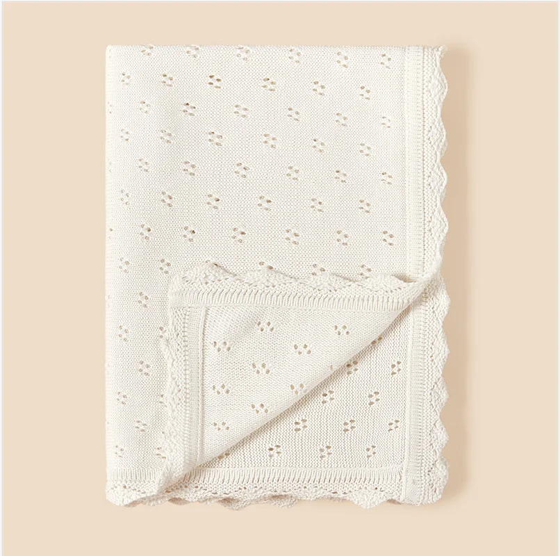 Knitted Baby Blanket Newborn 100*80cm Infant Baby Swaddle Wrap Receiving Blankets 100% Cotton Crib Stroller Blanket Bath Towel