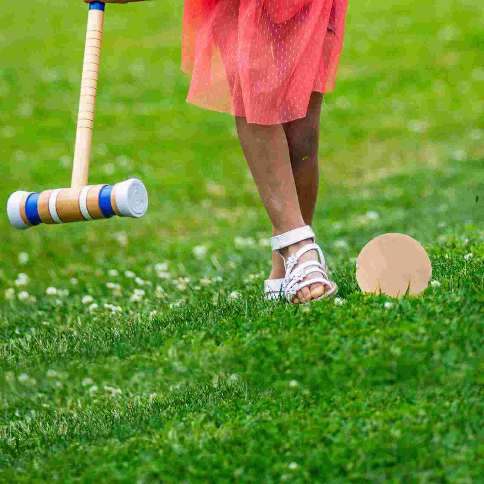 5 Pcs Wooden Balls Bocce Game Set Kids Wood Balls Portable Bocce Grass Outdoor Sports Water Play Equipment