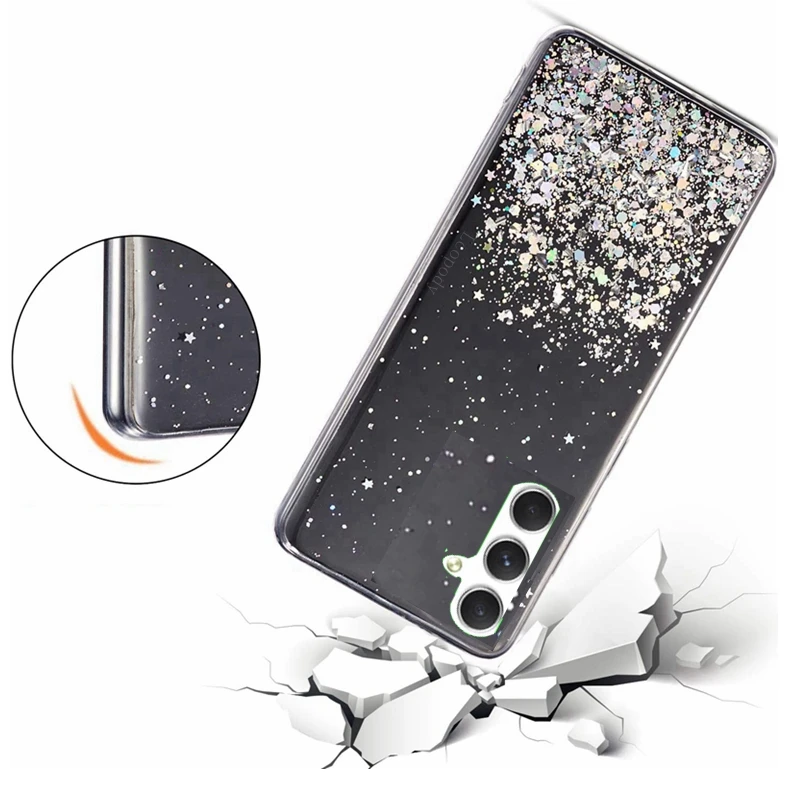 Coque de téléphone à paillettes scintillantes, étui arrière souple et complet pour samsung galaxy A14 A24 A34 A54 S23 ULTRA PLUS + A546B A245f A145F_voghion.com