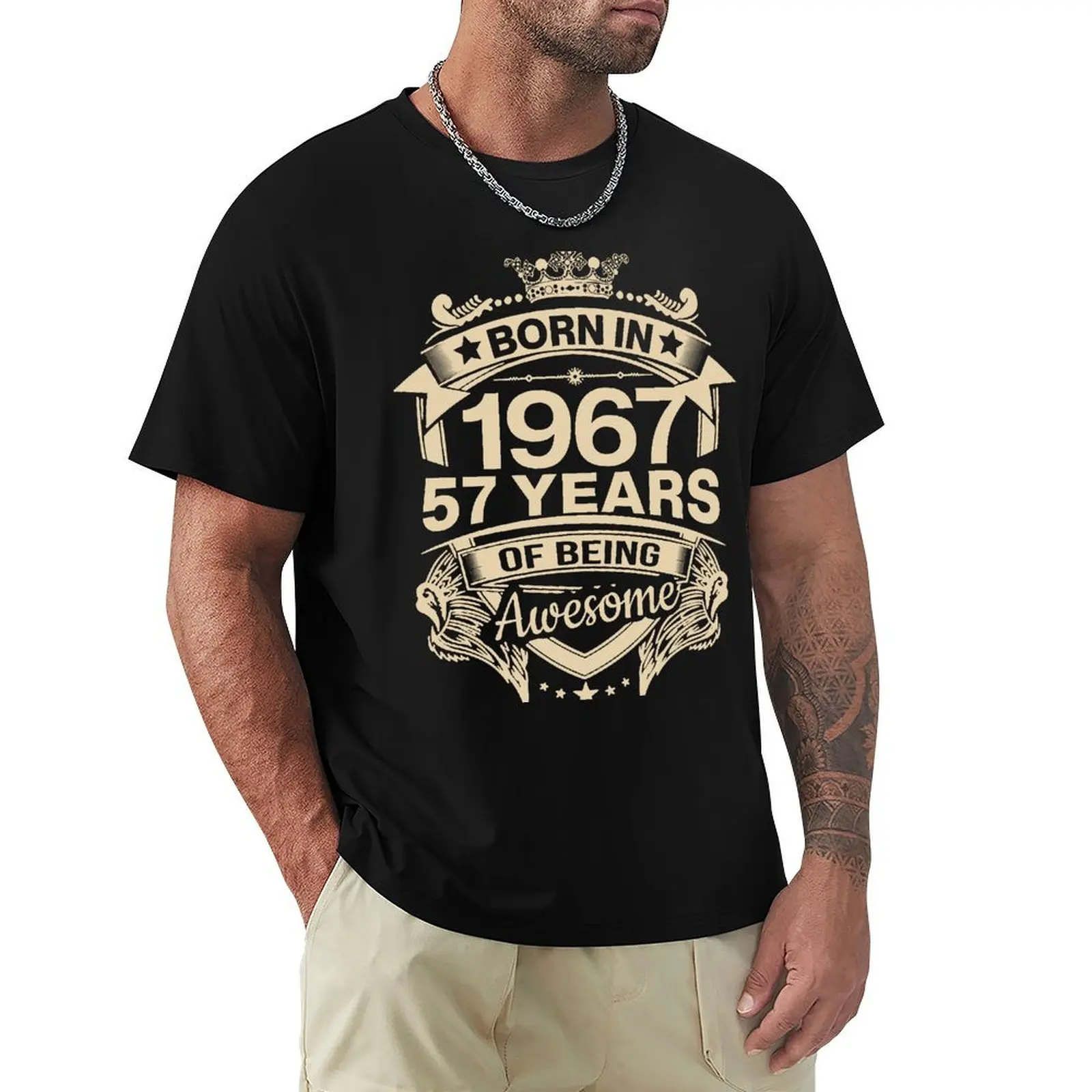 1967 태어난 57 세 생일 선물 티셔츠, 하라주쿠 반팔 티셔츠, 100% 코튼 그래픽 티셔츠 상의