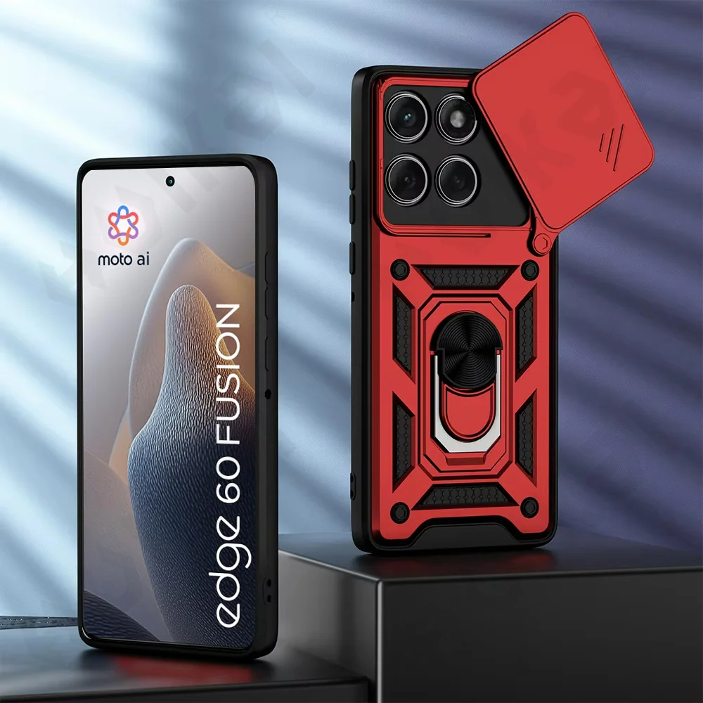 Versatile Motorola Phone Case with Camera Lens Cover and 360° Ring Stand