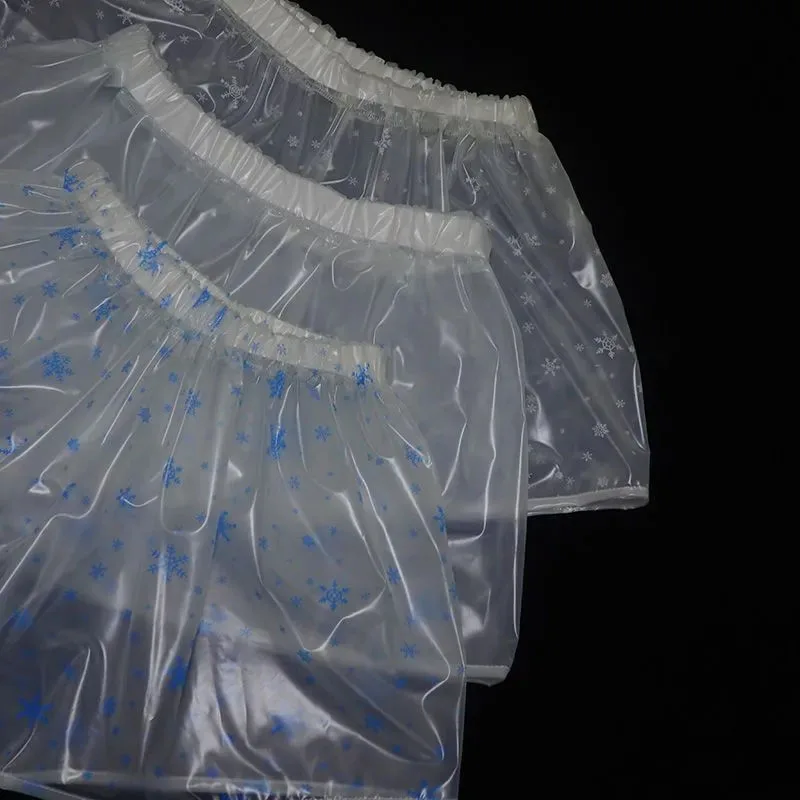 섹시한 투명 PVC 복서 반바지, 부드럽고 조용한 ABDL 플라스틱 바지, 커플 방수, 누출 방지, 실금 기저귀 팬티