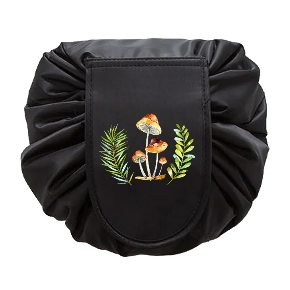 Mushroom Print Waterproof Drawstring Makeup and Toiletry Travel Bag