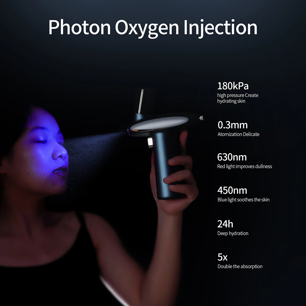 Red/Blue Photon Skin Hydrator Make Up Skin Moisturizing Nano Mist Sprayer Face Steamer Spray Airbrush Water Oxygen Injection