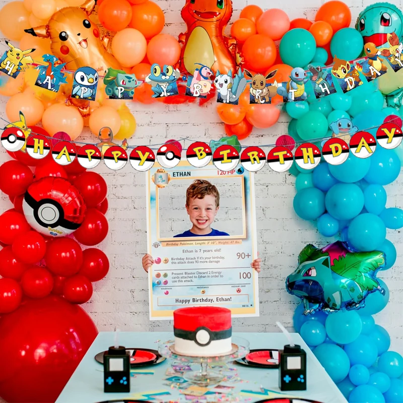 Pokemon Banner Pikachu Party Streamers Happy Birthday Decoration